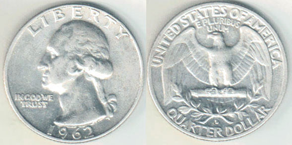 1962 D USA silver Quarter Dollar A002636